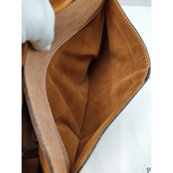 Patricia Nash Saddle Tan Leather Rosolini Tooled Buckle Flap Crossbody Bag EUC - Picture 16 of 16